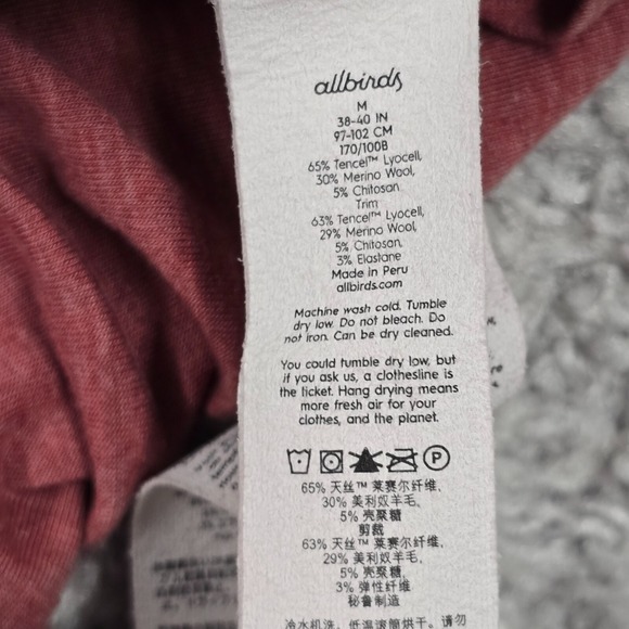 Allbirds Shirt Mens Medium Pink Sea Long Sleeve Tee Stretch Active Athleisure - Picture 7 of 11